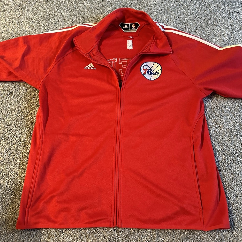 Philadelphia 76ers NBA Adidas Red Warm Up Jacket Zip‎ Up Size Med